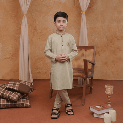 Boys Light Parrot Kurta Pajama | Soft Cotton
