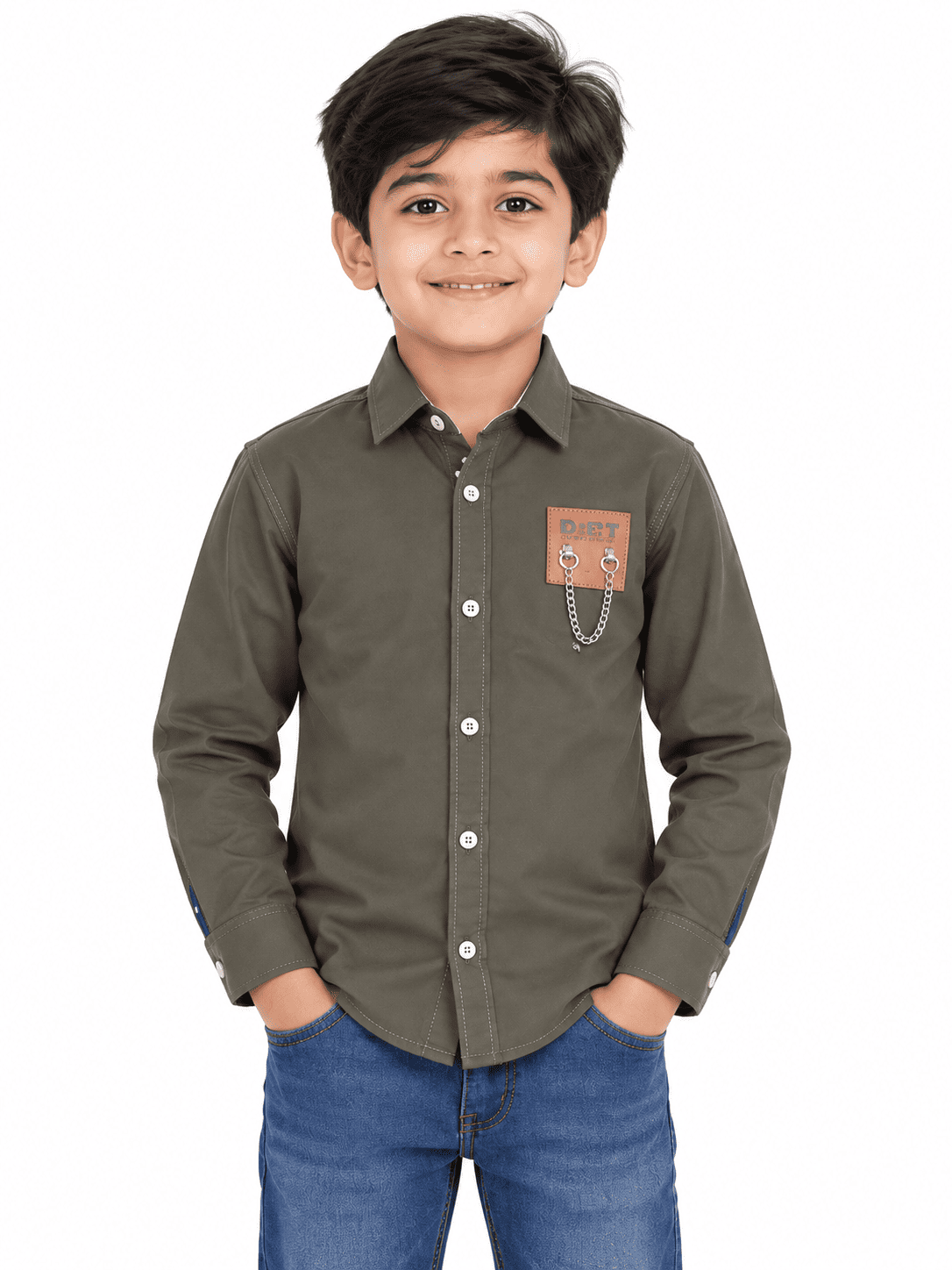 Boys Brown Premium Shirts With inner