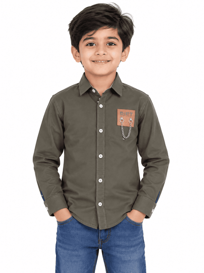 Boys Brown Premium Shirts With inner