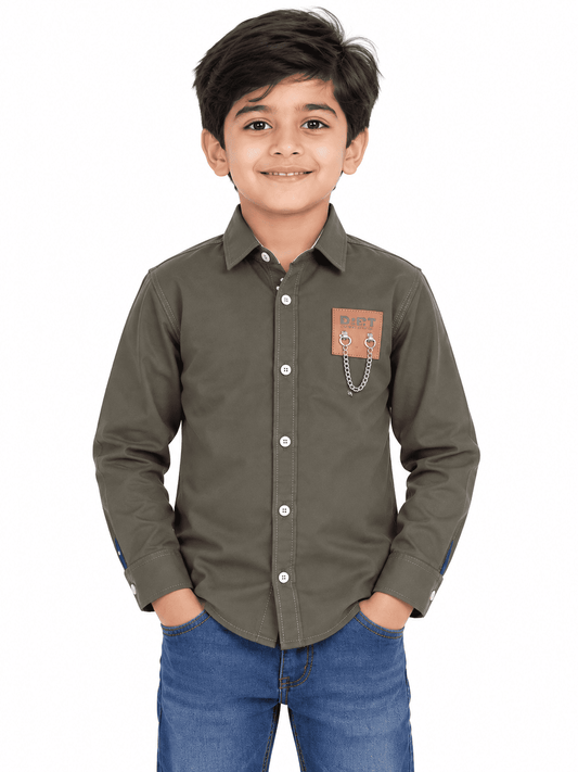 Boys Brown Premium Shirts With inner