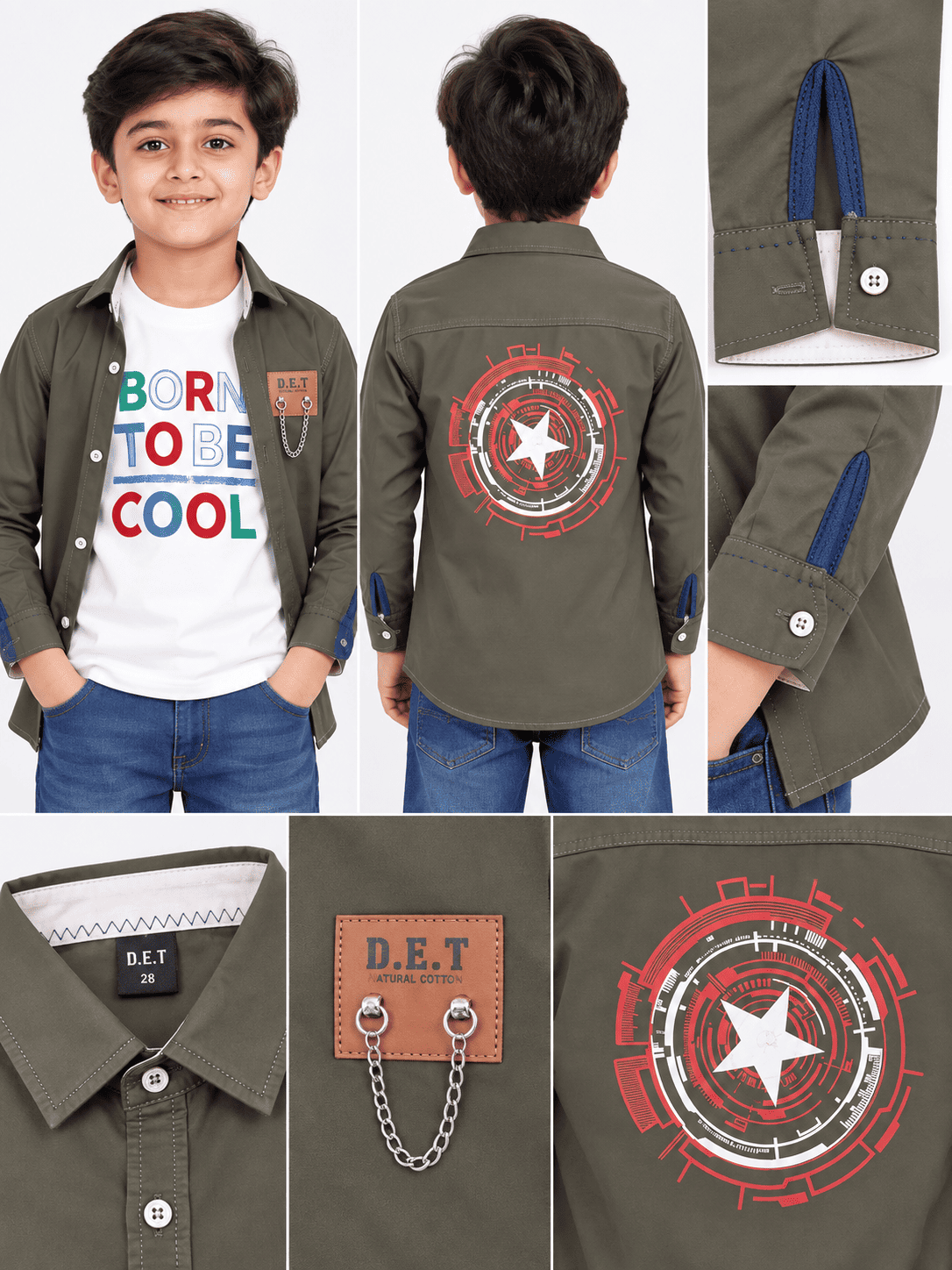 Boys Brown Premium Shirts With inner