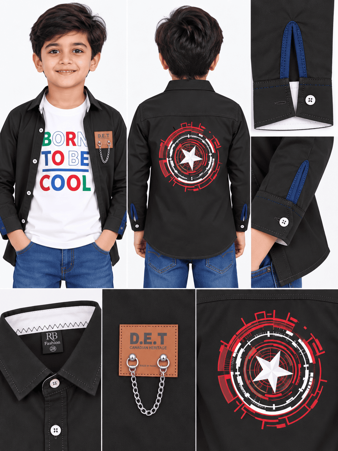 Boys Black Premium Shirts With Inner