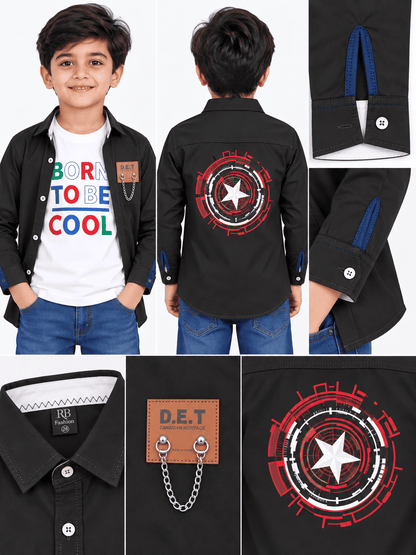 Boys Black Premium Shirts With Inner