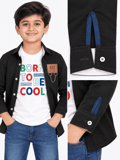 Boys Black Premium Shirts With Inner