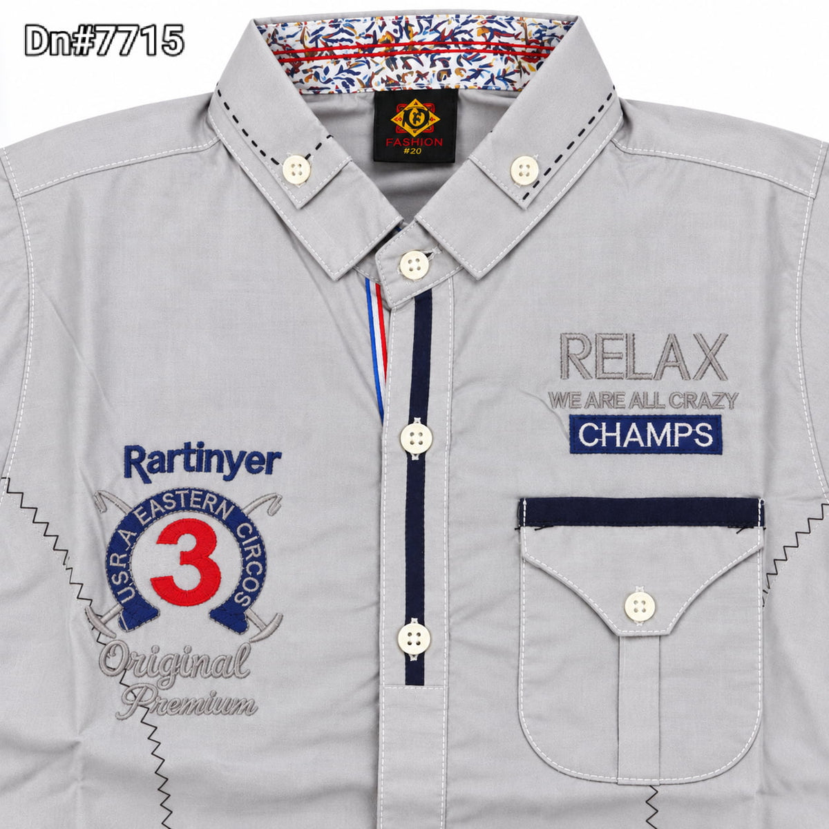 Boys Cotton Shirt with Stitched Inner – Grey | 4 to 12 Years