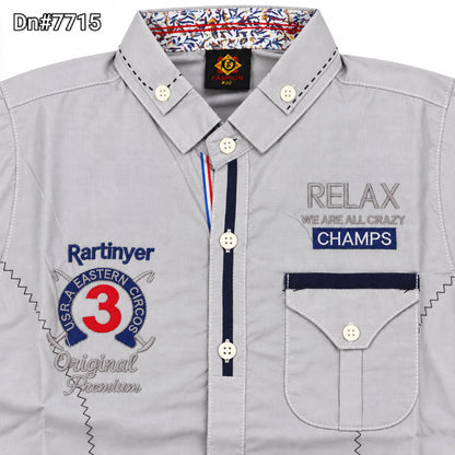 Boys Cotton Shirt with Stitched Inner – Grey | 4 to 12 Years