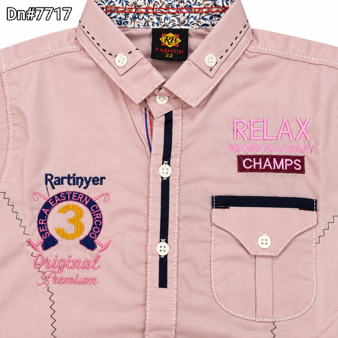 Boys Cotton Shirt with Stitched Inner – Pink | 4 to 12 Years