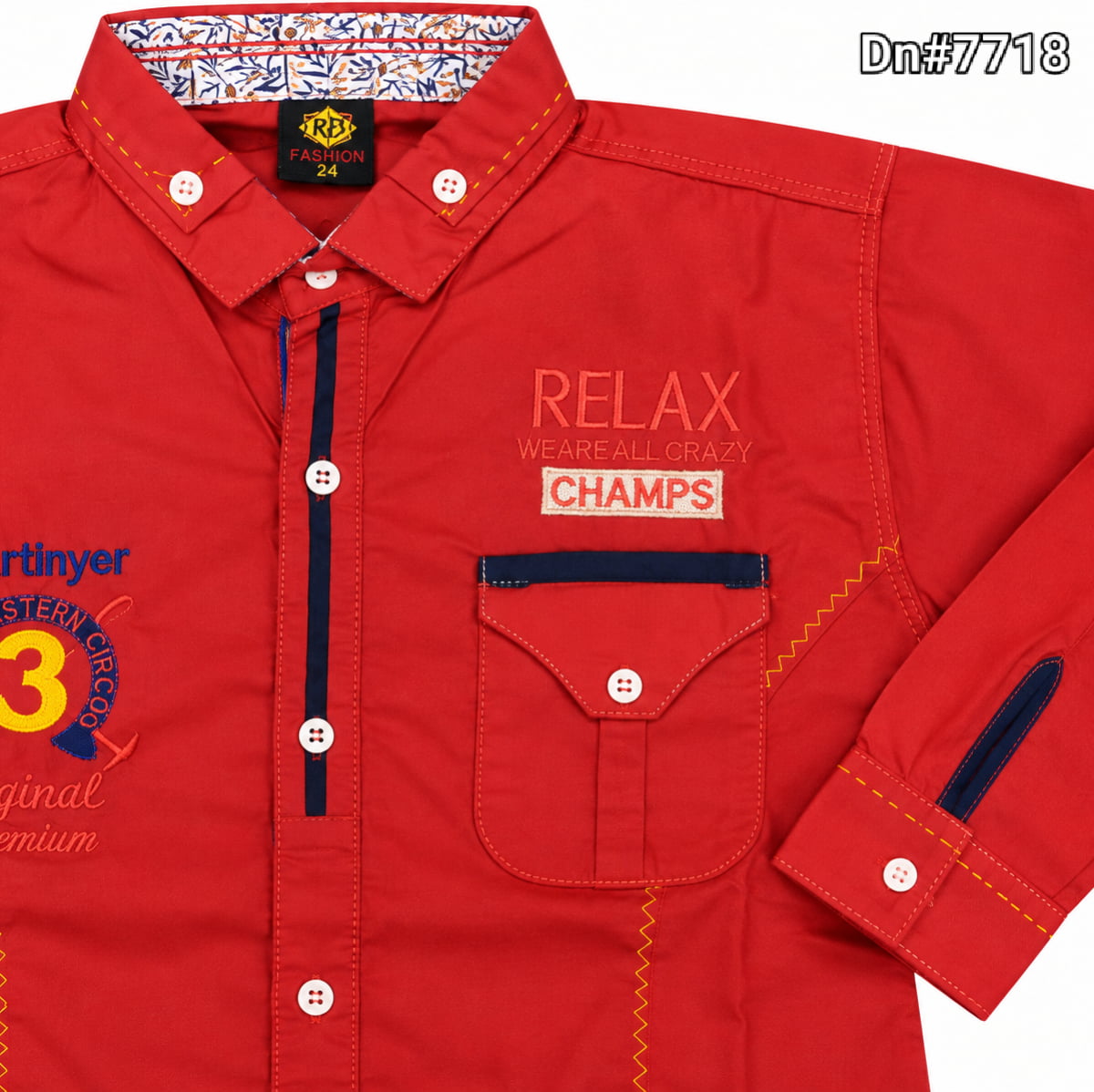 Boys Cotton Shirt with Stitched Inner – Red | 4 to 12 Years