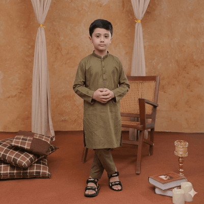 Boys Mendhi Kurta Pajama | Soft Cotton