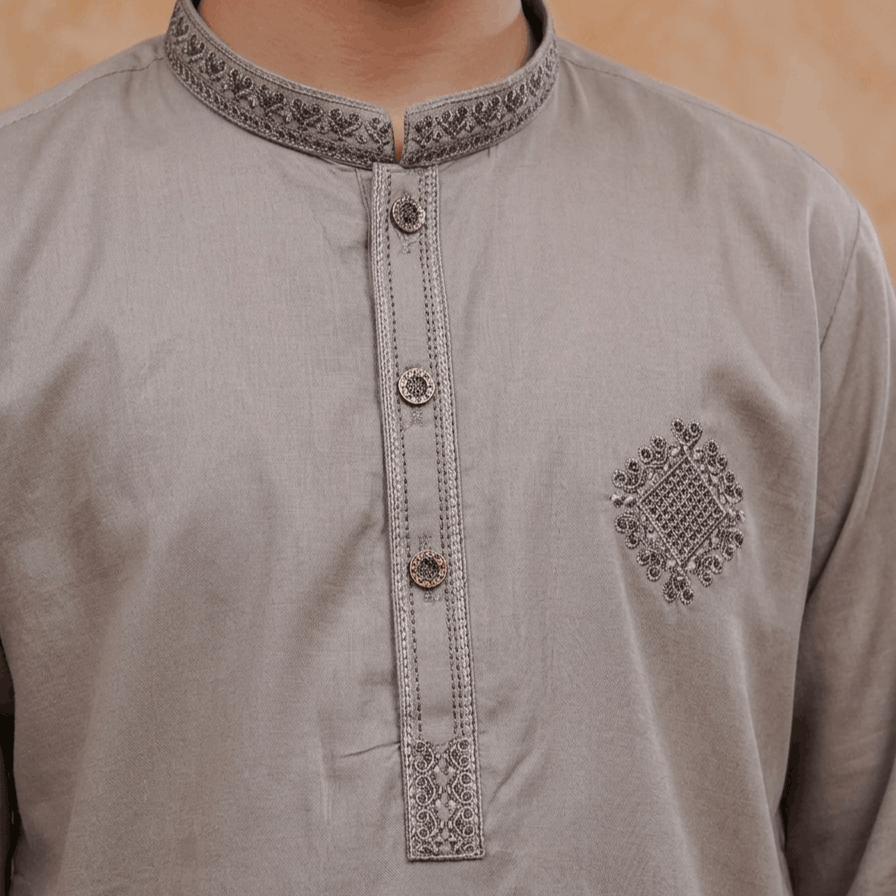 Boys Silver Kurta Pajama | Soft Cotton