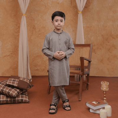 Boys Silver Kurta Pajama | Soft Cotton