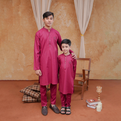 Boys Red Kurta Pajama | Soft Cotton