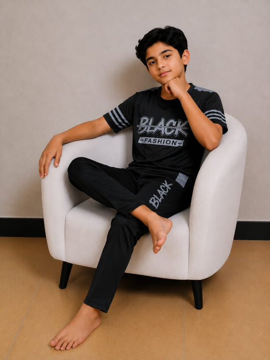 Boys Premium Black&Grey Tracksuits