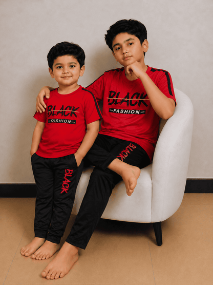Boys Premium Red&Black Tracksuits