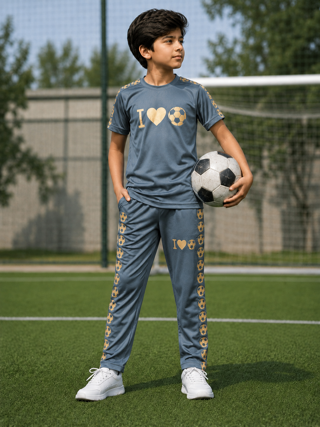 Football Lover Grey Both Boya&Girls Premium Tracksuits
