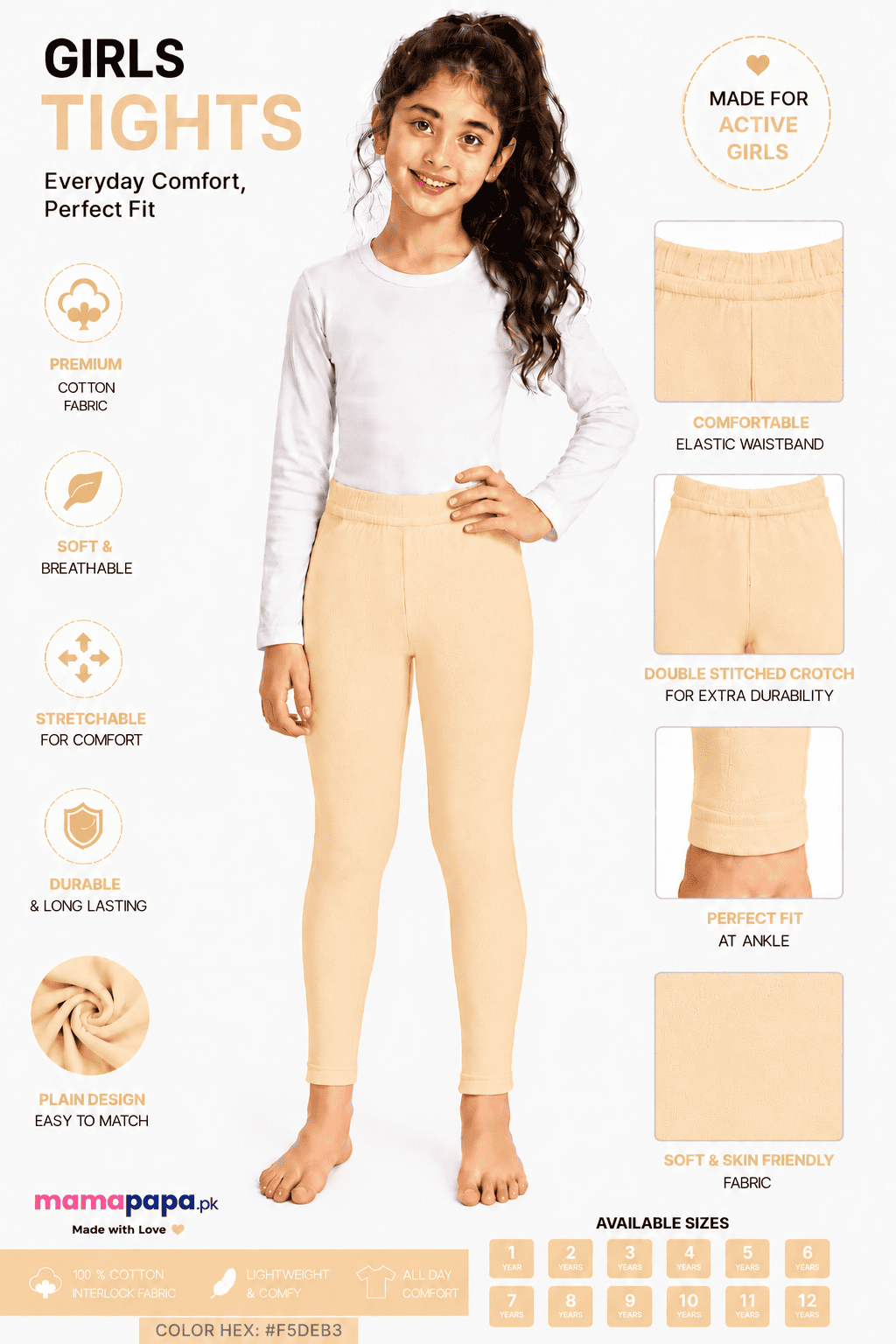Girls Premium Tights (1-12 Years )