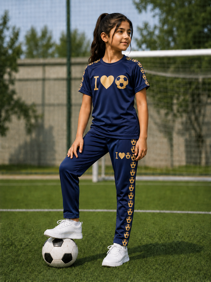 Football Lover Navy Blue Both Boya&Girls Premium Tracksuits