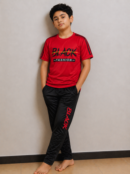 Boys Premium Red&Black Tracksuits